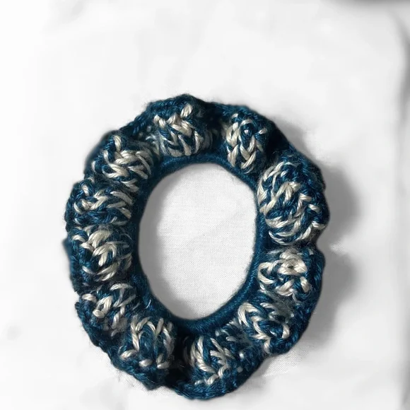 HANDMADE. Blue scrunchie set! *SET OF TWO* made from bamboo yarn! - Picture 6 of 10